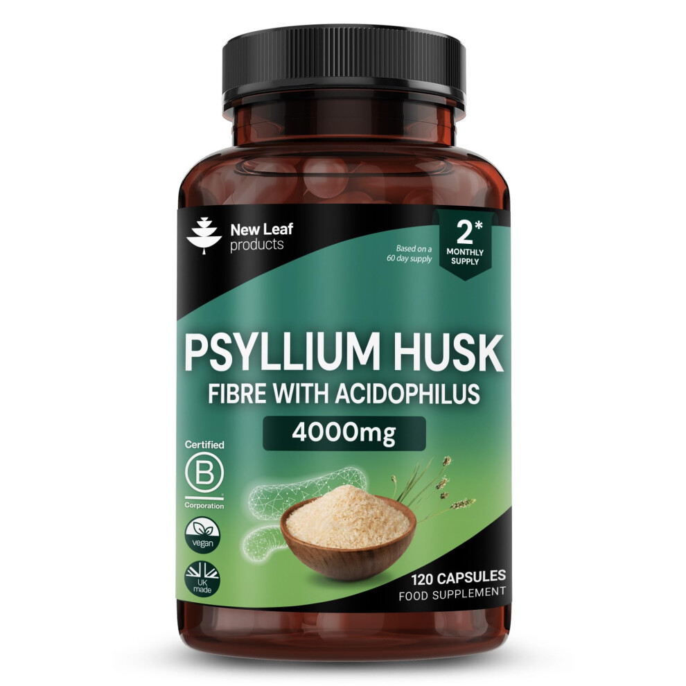 Photos - Vitamins & Minerals Fibre Supplement 4000mg Psyllium Husk with Acidophilus - High Strength - Natural Soluble Fiber Supplement from Plantago Ovat