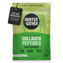 Hunter & Gather Grass Fed Bovine Collagen Powder 400g | Pure Unflavoured Premium Hydrolysed Bovine Collagen Peptides Powder for Ha