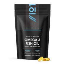 Omega 3 Wild-Caught Fish Oil 2000mg - 660mg EPA 440mg DHA - 90 Softgels - No Additives — Resealable and Recyclable Pouch by Alpha0