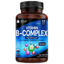 Vitamin B Complex - 365 Small Tablets - All 8 B Vitamins B1-B2-B3-B5-B6-B12, (1 Year Supply) High Strength Biotin, Folic Acid and