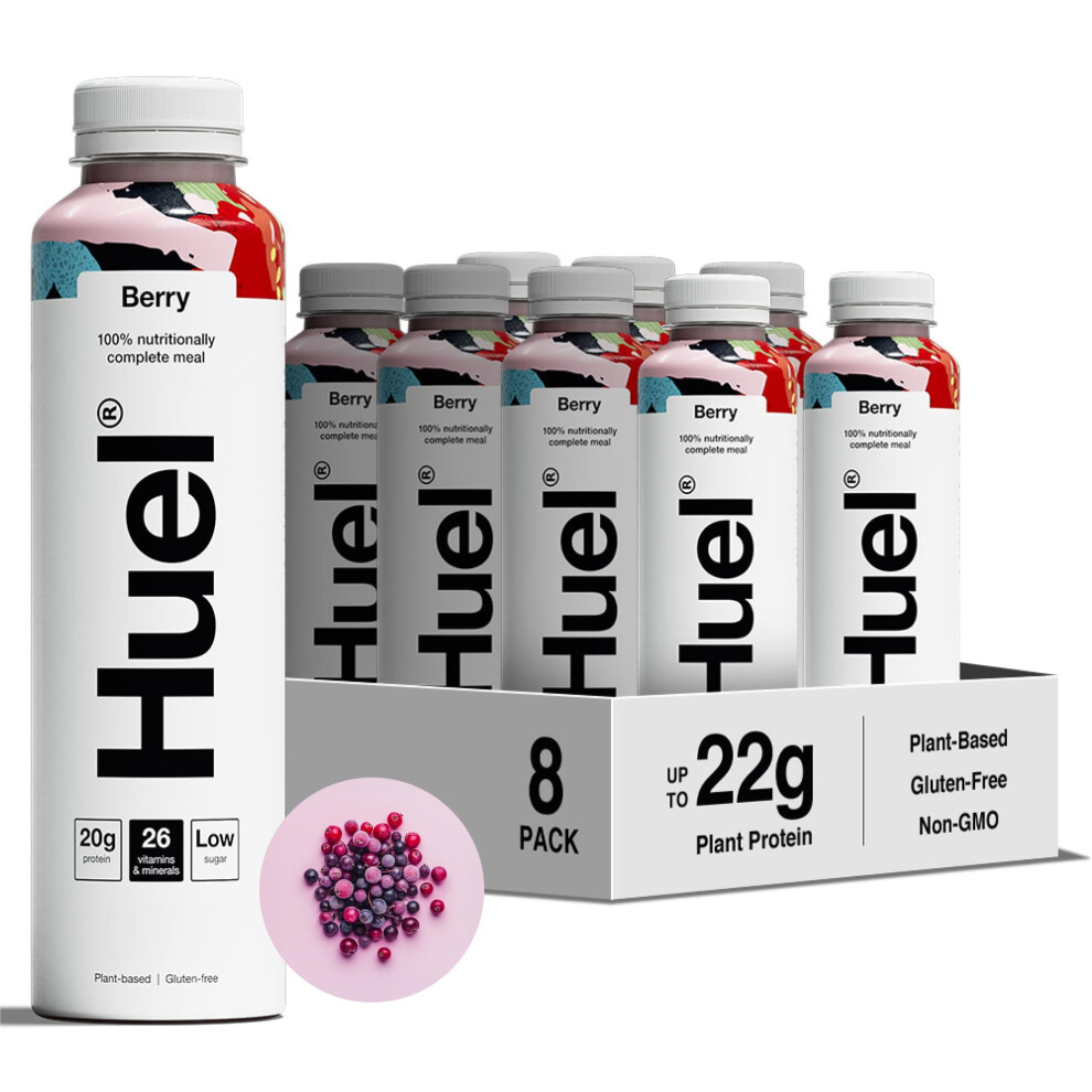 Huel Ready-To-Drink Meal, Berry Protein Drink, 8 X 500Ml Bottles, Protein Shakes, Pre-Portioned Meal, 20G Of Protein Per Bottle, R