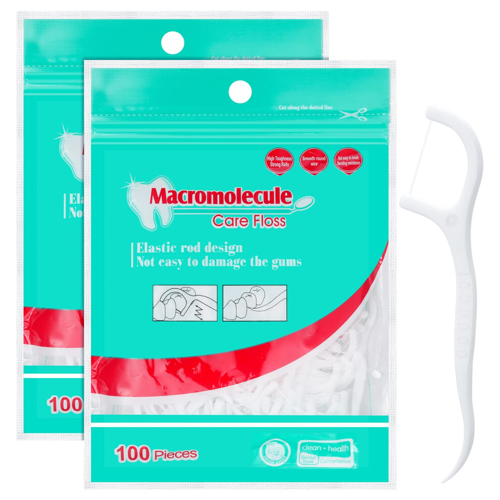 Smilcloud 200 Pcs Dental Floss Stick, Disposable Toothpicks Teeth Stick Floss Picks Tooth Picks Sticks Interdental Cleaning Tool F
