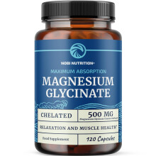 Magnesium Glycinate 500mg | Chelated for High Absorption | Muscle Relaxation, Bones, Heart, Nerve, Rest & Calm Support for Women &