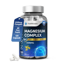 Magnesium 6-in-1 Complex, 2325mg with Magnesium Glycinate, Citrate, Malate, Oxide, Taurate and Orotate - Muscle, Nerve & Energy Su
