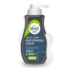 Veet Men Hair Removal Cream 400ml - Hydrating Chest & Body Remover For Smooth, Cut-Free Results, Moisturizing Formula For Delicate Skin