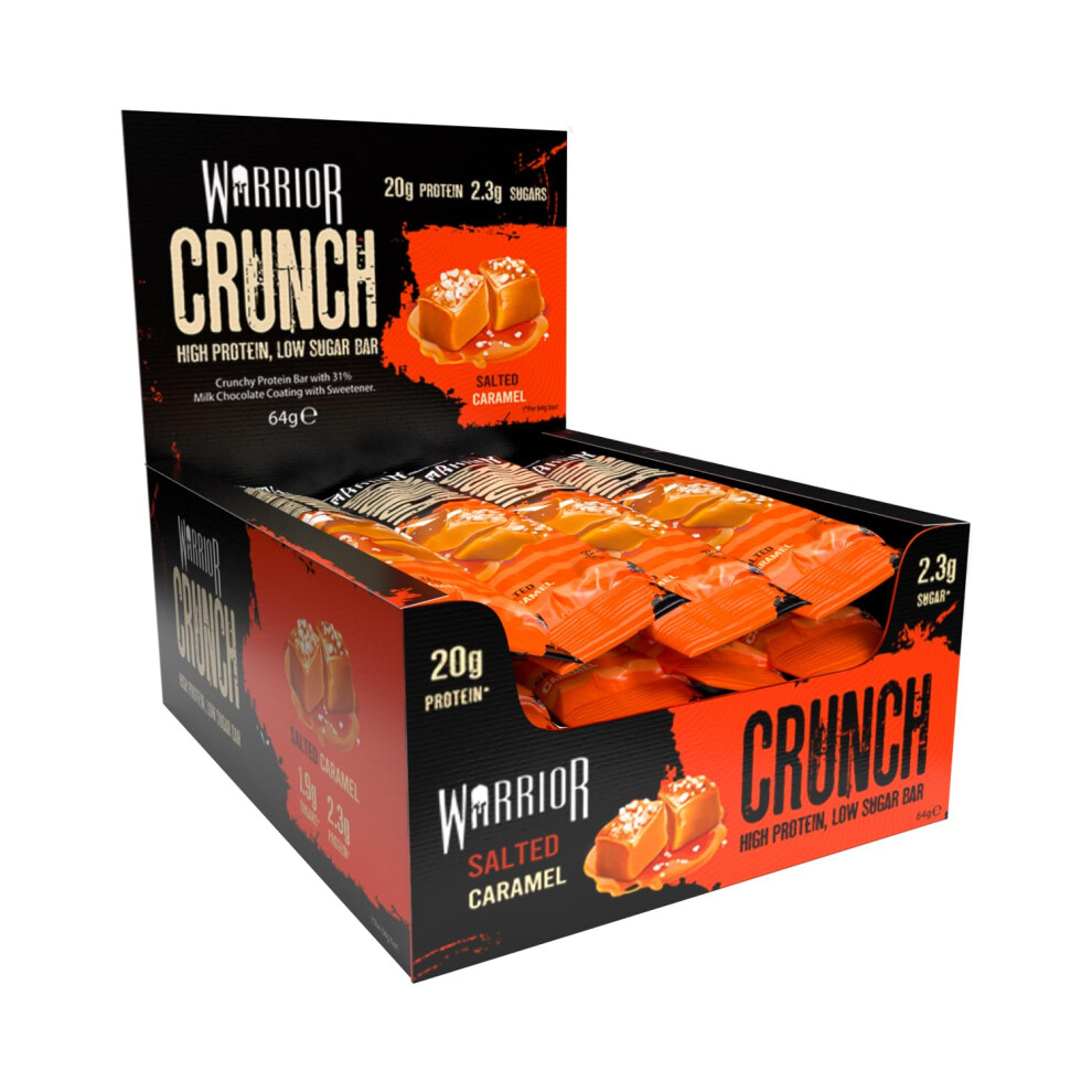 Warrior Supplements Crunch High Protein Bars 20G Protein Each (Pack Of 12X 64G), Salted Caramel, 768 Gram
