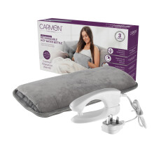 Carmen Large Rechargeable Hot Water Bottle, Soft Touch Fleece Cover, Hand Warmer, Automatic Temperature Control, W36cm x H19cm, Gr
