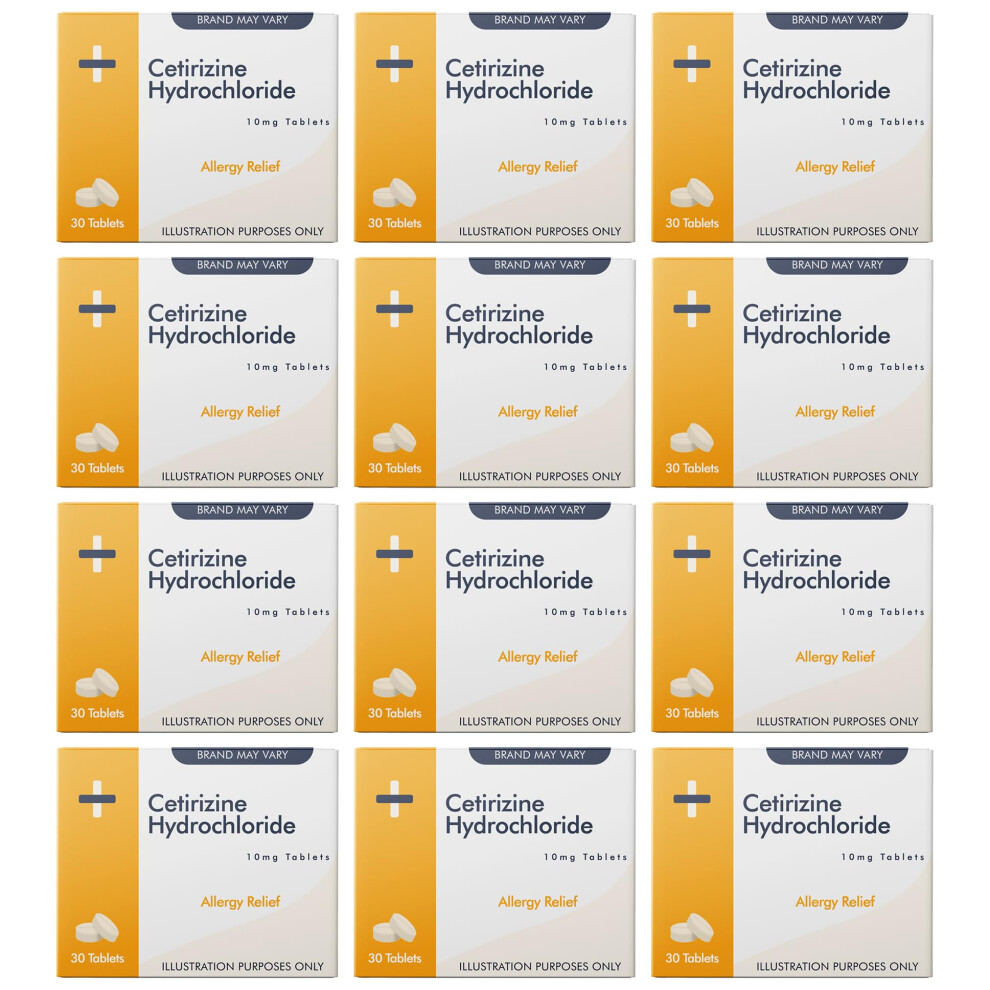 Pillpharm Cetirizine Hayfever And Allergy Tablets | 12 Months Supply | 30 Tablets X 12