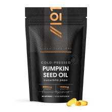 Pumpkin Seed Oil 3000mg – 50% Linoleic Acid – 90 Softgels – 100% Cold Pressed – No Additives – Resealable and Recyclable Pouch by