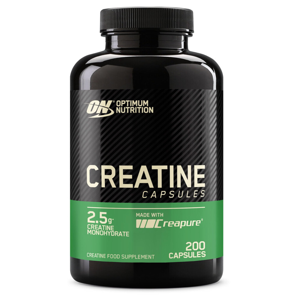 Optimum Nutrition Creatine Capsules With 2500 Mg Of Unflavoured Creatine Monohydrate Per Serving, Creatine Food Supplement To Support Performance, 10