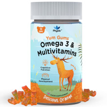 Physis Kids Multivitamin Omega Gummies | Ages 2+ | 30 Orange Flavour Chewable Vitamins C, D, Omega 3 & More | Kids Vitamins Chewie