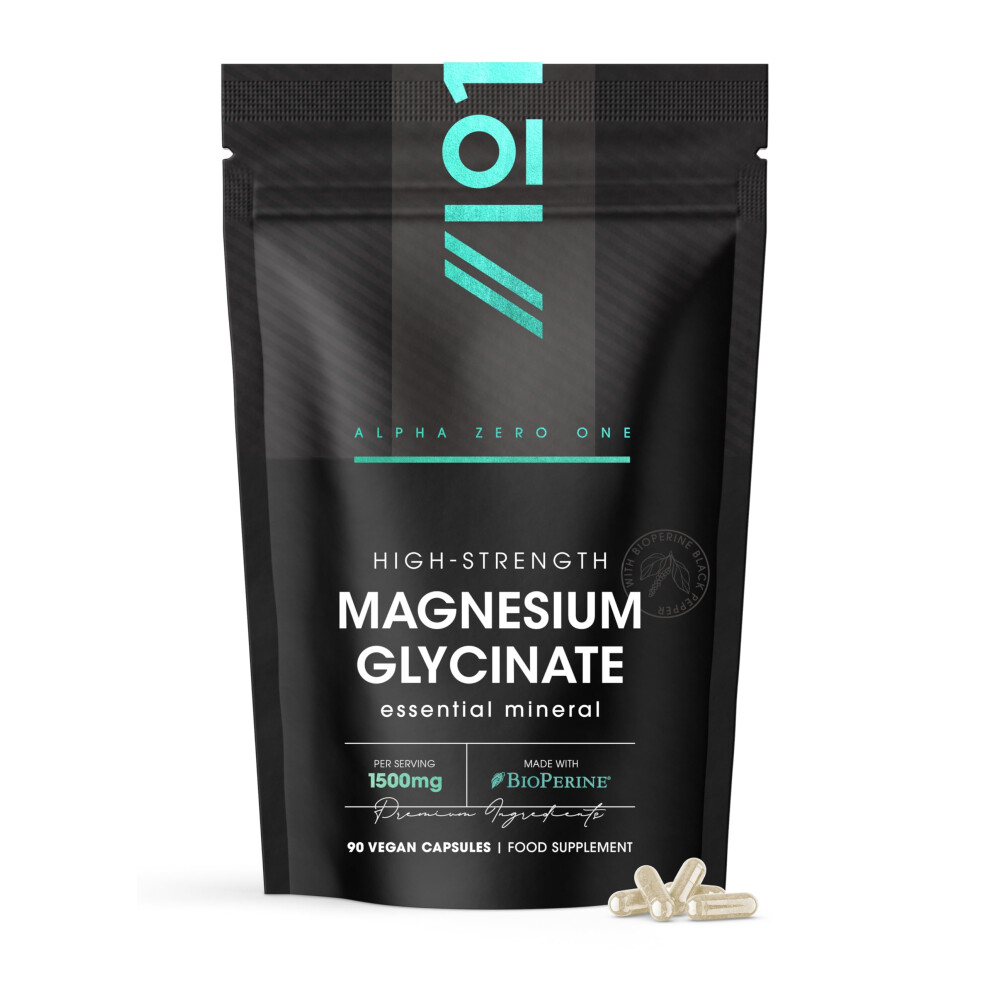 Alpha01 Magnesium Glycinate 1500Mg With Bioperine Â Supports The Nervous System - Reduces Tiredness And Fatigue - 90 Vegan Capsules (45 D