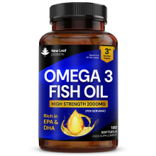 Omega 3 2000mg Capsules - High Dose Fish Oil - Enriched with Vitamin E - Two A Day Pure Fish Oil Gel Capsules - Helps Maintain Hea