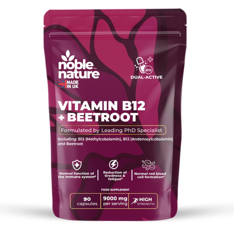 Noblenature Beetroot & Vitamin B12 Complex Â 9000Mg Beetroot + 1000Mcg Dual B12 (Methylcobalamin & Adenosylcobalamin) Â Energy & Immune Suppor
