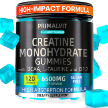 120 Creatine Gummies 6500mg Sugar-Free Complex – 40-Day Supply – Pre-Workout Creatine Monohydrate + BCAA, L-Taurine, B12 – Max Str