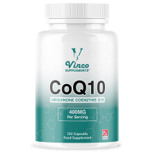 Vinco CoQ10 400mg - 120 High Strength Ubiquinone Coenzyme Q10 Capsules - Antioxidant for Heart & Cardio, Increased Energy & Focus