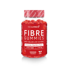 NKD Living High Fibre Inulin Gummies (60 Vegan Gummies) 5g of Fibre per Serving - with 1 Billion Live Cultures - Gut Health and Di