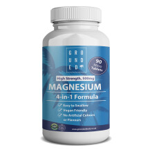 Grounded 500mg 4-in-1 Magnesium Micro Tablets with Magnesium Oxide, Chelate, Citrate & Glycinate - x90 Easy-to-Swallow, Vegan Supplement -
