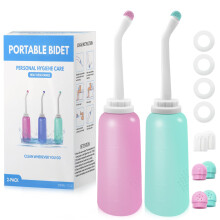RUFCRIL 2-Pack Portable Travel Bidet with Carry Bag, TPE Material Can Be Boiled, 500ml Capacity with 2 Sealing Ring,Essentials for