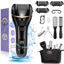 Electric Foot File, Ratukall Hard Skin Remover, Rechargeable Waterproof Callus Remover Pad Feet Care Kit, Professional Pedicure To