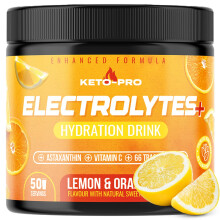 Keto-Pro Keto Electrolytes 250g | Electrolyte Powder Supporting Your Fasting, Health & Fitness Goals | 50 Servings | Lemon Orange Flavour
