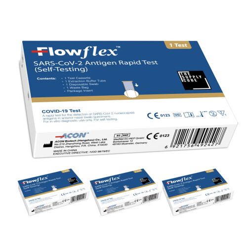 The Supply Cube Flowflex One Step Lateral Flow Test Kit | 4 Single Packs | One Step Test for Sars-CoV-2 Antigen |Covid-19 Self Tes