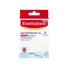 Elastoplast Waterproof XL Med+ Dressings (5 Pieces), Pack of First Aid Plasters, Large Plasters for Post-Operative Wounds, Waterpr