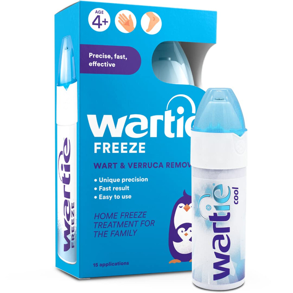 Wartie Freeze Wart and Verruca Remover, Safe For Adults and Children Aged 4+, Fast Acting Wart and Verruca Treatment For Hands and Feet,