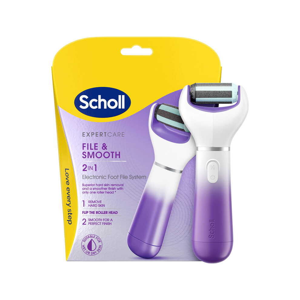Dr Scholl's Scholl Expertcare 2-In-1 File & Smooth. Dual Speed Pedi Electric Foot File For Hard Skin And Callus Removal. Batteries Included