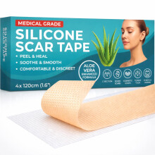 Medical Grade Silicone Scar Tape Aloe Vera Infused | 4cm x 1.2M | Silicone Scar Sheets for After Surgery C Section Recovery, Wrink