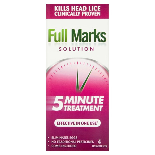 Full Marks 200ml Head Lice Solution - Simple 5-Minute Formula, Eliminates Lice & Eggs, Includes Comb, Effective Scalp Care In One 1