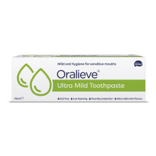 Oralieve Ultra Mild Toothpaste (1 x 75ml), SLS-Free Formula for Sore, Dry, Sensitive Mouths with Fluoride & Xylitol – Genuine Oral