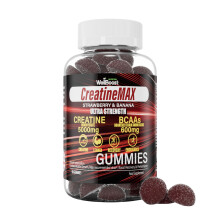 WellBoost Creatine MAX Gummies - 5000mg Creatine Monohydrate & 600mg BCAAs per Serving - Vegan, Sugar-Free Chewable Gummies with S