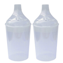 Lizzyoftheflowers 2 Pack - Clear, Wide Spout, Feeding Beakers. 200ml with Graduated Measurements and Controllable Flow Lid - Re-usable