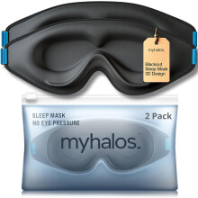 MyHalos Sleep Mask - 2 Pack Eye Masks for Sleep - 100% Blackout Sleeping Mask for Women & Men - 3D Sleeping Eye Mask for Zero Pre