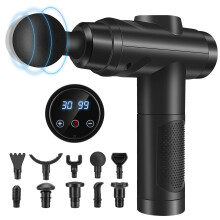 Massage Gun Deep Tissue, Muscle Percussion Massager with 30 Speeds Quiet Hand Massagers with LCD Touch Screen 10 Heads for Shoulde