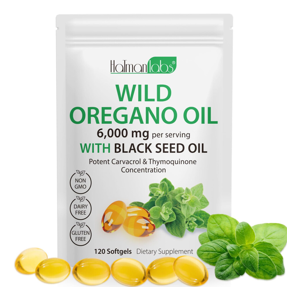 Tooffi Oregano Oil 120 Softgels - 2 In 1 6000Mg Oil Of Oregano - 300Mg Oregano Herbal Supplement - Cold-Pressed With Seed 200Mg Respiratory 120 Count Black