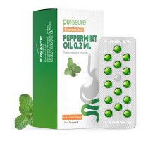 Purosure Enteric Coated Peppermint Oil Capsules - 84 Soft Gel Caps (0.2ml Each), Gastro-Resistant Natural Soothing Mint Sealed in Hygienic