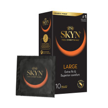 SKYN Large Condoms Pack of 10 SKYNFEEL Latex Free Condoms for Men, Extra Large, XL, Thin, Smooth Straight Shape, Lubricated, 56mm