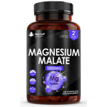 Magnesium Supplements 1000mg - Pure Magnesium Malate Capsules - Bones & Sleep Support - High Absorption Elemental - Vegan High Str