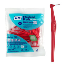 TePe Interdental Brush Angle, Red, 0.5mm/ISO 2, 20pcs, Interspace Cleaning, Plaque Remover for Teeth with Narrow Gaps, ensures Str