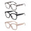 JM 3 Pack Oversized Reading Glasses for Women Large Square Blue Light Blocking Computer Readers Spring Hinge +1.0,(Black & Grey To 1