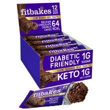 Fit bakes 64 Calories Belgian Chocolate Mini Bars (12x19g) Diabetic Chocolate Keto Snack, 1 Net Carb Low Sugar Crunch Cake, Diabet