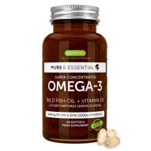 Igennus Advanced Omega-3 Fish Oil & D3 1000iu, 1-a-Day 60 Servings, IFOS Certified, EPA DHA Fatty Acids, rTG Triglyceride Form, Fa