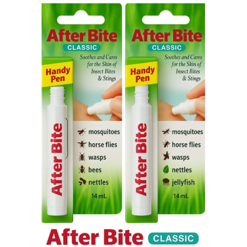 AfterBite Classic Insect Bite Relief Pen – 2 Pack (14ml) | Fast Itch & Sting Relief for Mosquito, Midge, Wasp & Bug Bites | Travel-Friendly