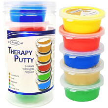 JFA Medical Therapy Exercise Putty 5 Strengths - Extra Soft, Soft, Medium, Firm, Extra Firm 57g Tubs