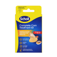 Scholl Complete Corn Removal Treatment Kit, 1 Pack - Medicated Action with Salicylic Acid, Includes 6 Pads, 6 Medicated Discs, and 9