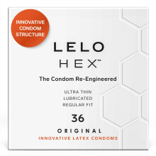 LELO HEX Original Ultra Thin Condoms with Increased Strength, Male Condom, Lubricated Condoms for Men, 2.12-Inch/54 mm Diameter (3