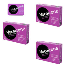 Vocalzone Throat Pastilles Blackcurrant Sugar Free 3 Packs + Free tin - for Sore Throats and Hoarseness When Overusing Your Voice.