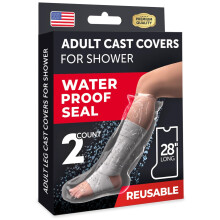 Waterproof Leg Cover for Shower - 2pk - Tight Seal - Reusable Adult Half Leg Cast Protectors - - Easy to Use for Plaster on Knee,